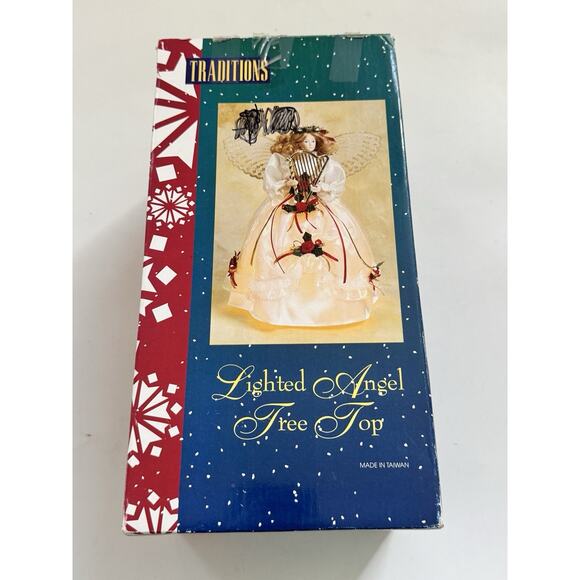 Vintage Traditions Lighted Angel Tree Topper Gold Wings 12" Christmas Holiday - Picture 10 of 13